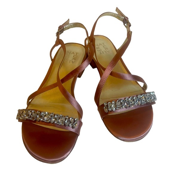 Naturalizer Strappy Sandals Mauve Crystal Embellishments Size 9M - Picture 1 of 8